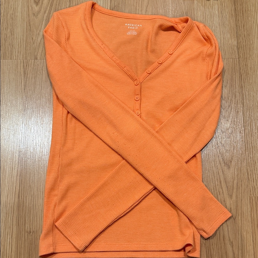 American Eagle Outfitters Vivid Orange Long Sleeve Top